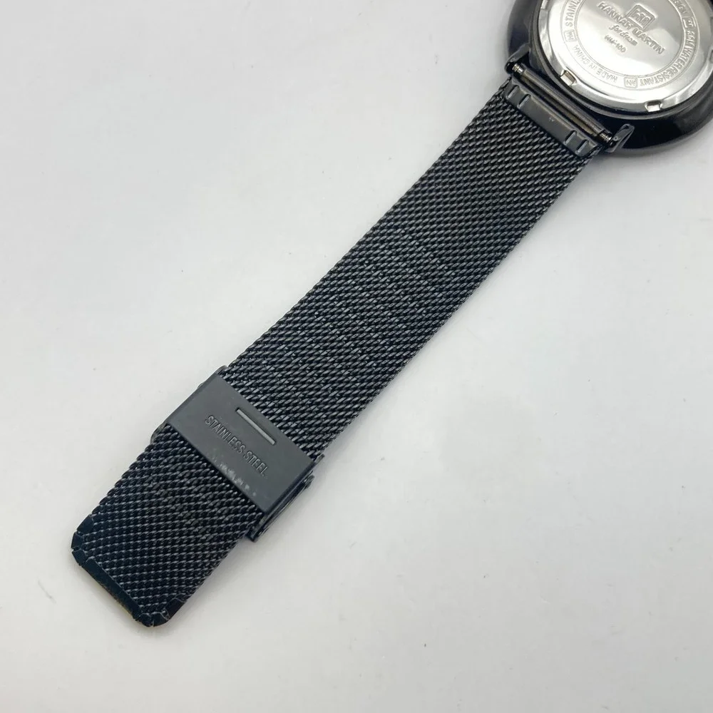 Hannah Martin Men's Watch 40mm Blackout Small Seconds Mesh Band New Battery
